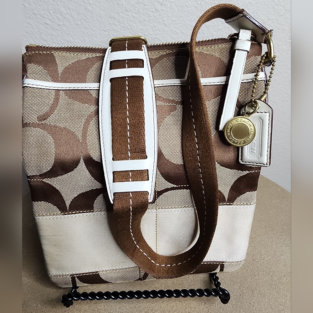 Coach Brown and Cream Signature Tote Bag